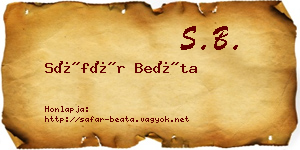 Sáfár Beáta névjegykártya